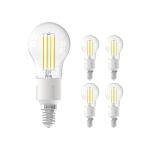 Lot 5x Calex Smart Tuya Wifi E14 Boule 4.5W 450lm - 818-830 Accordable Blanc | Dimmable - Remplacement 40W 