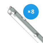 Lot 8x Réglette LED Étanche Logement V2.0 | Convient Pour 2x120cm Tube LED